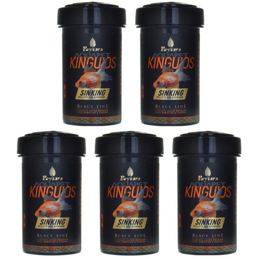 Kit 5unid. Ração P/Kinguio Black Line Sinking 50g Poytara