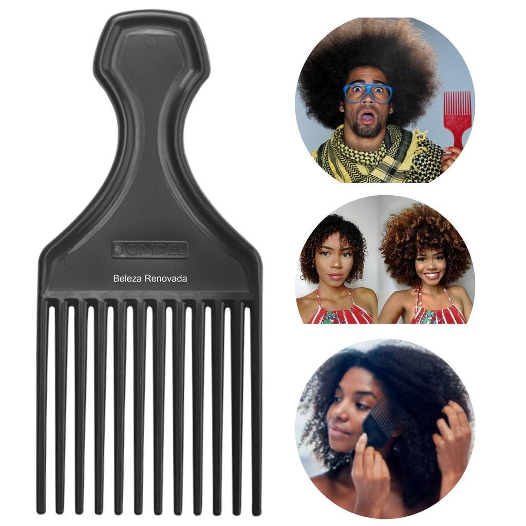 Pente Garfo Black Power Para Cabelo Afro E Cacheado Salão - Beauty