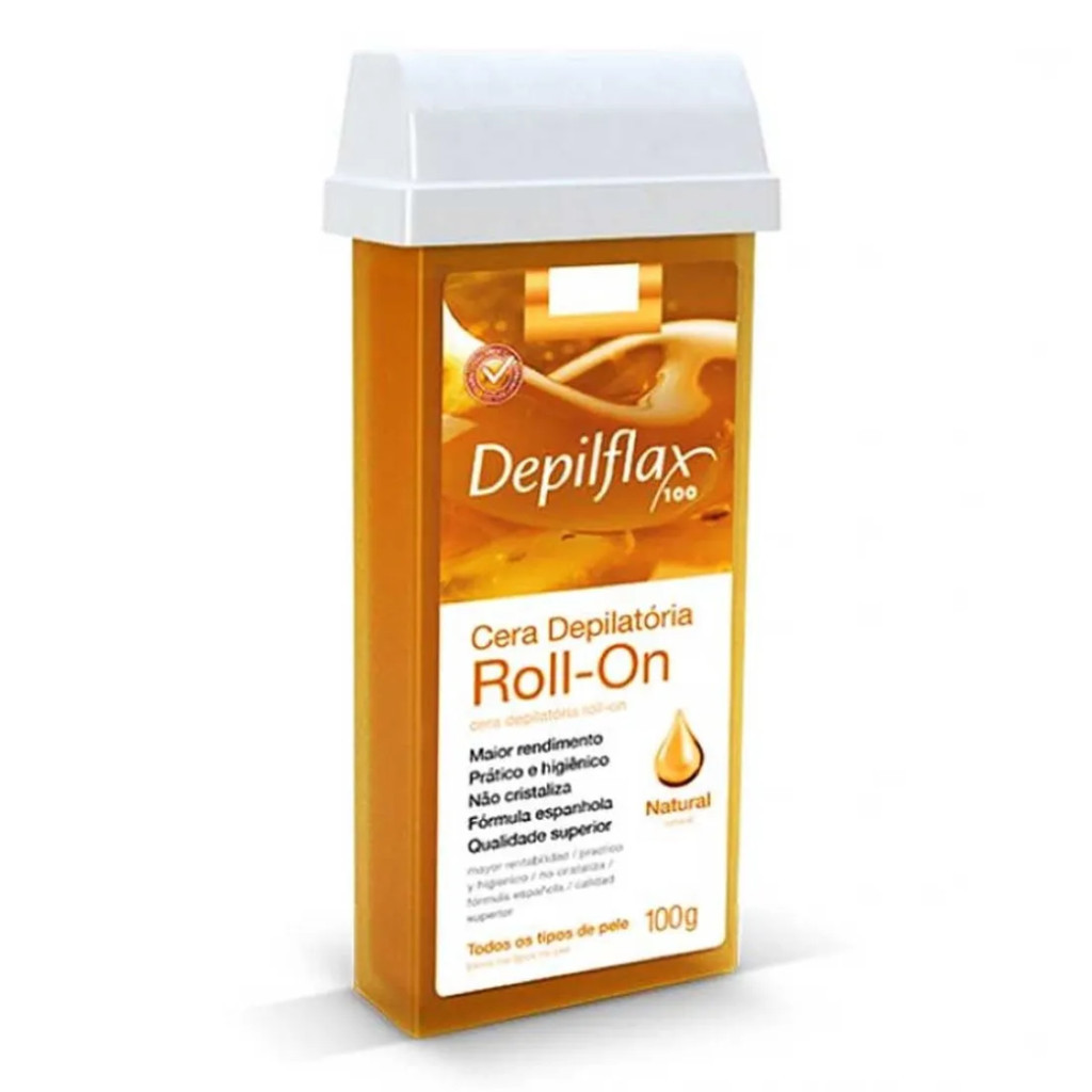Cera Depilatória Refil Roll-On Natural Depilflax 100g Todos os Tipos de Pele