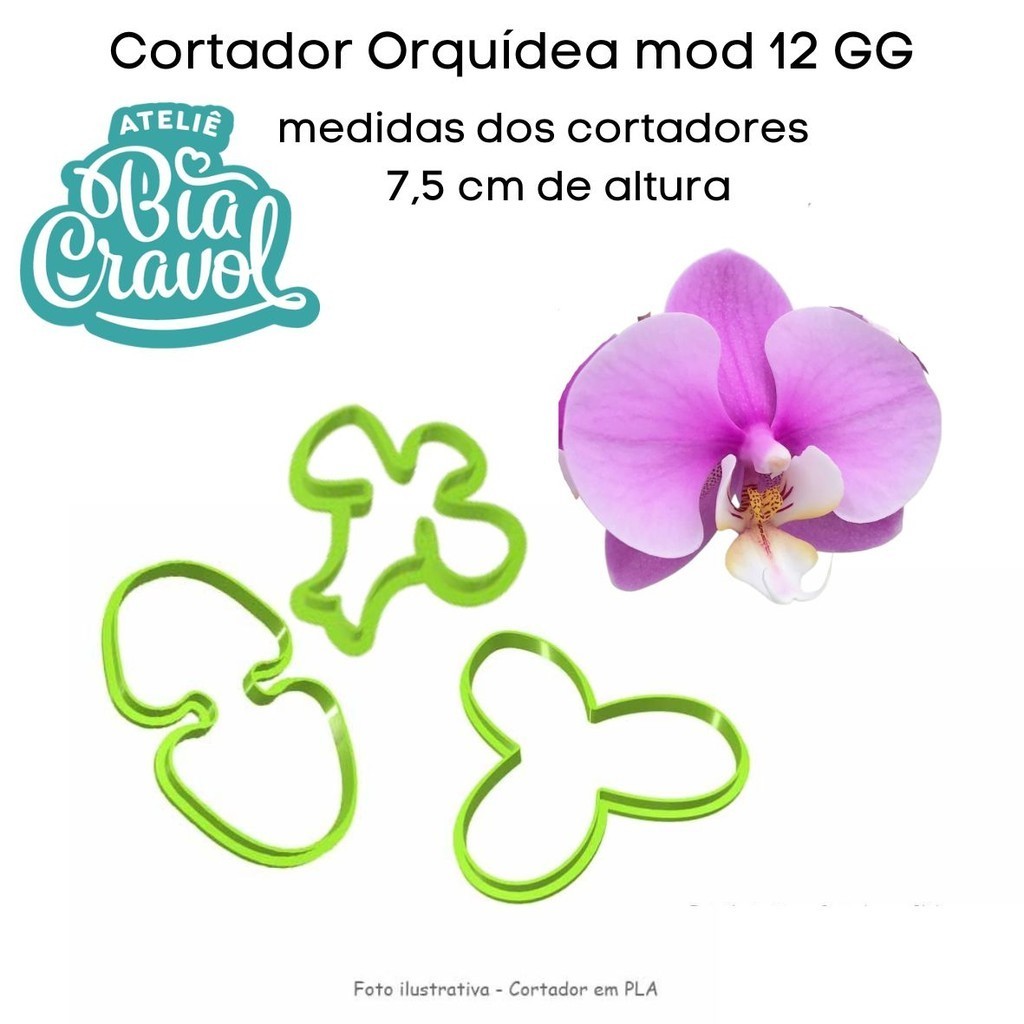 Cortador de Porcelana Fria - Orquideas mod 12 - Ateliê Bia Cravol