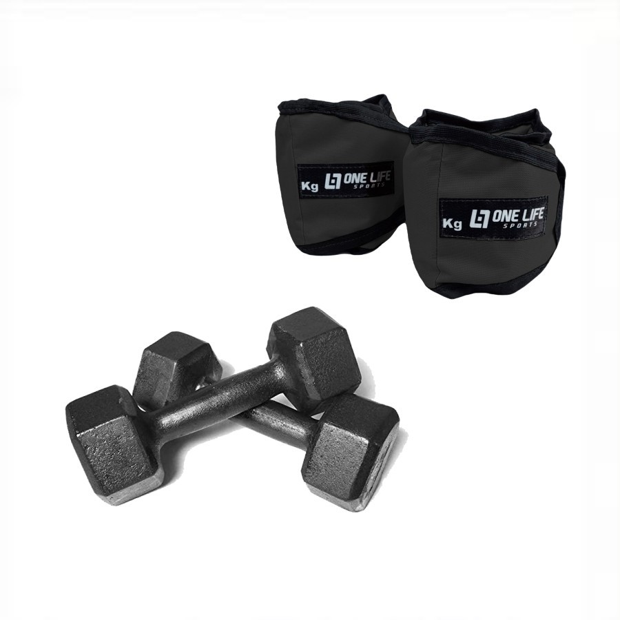 KIT HALTER SEXTAVADO 4 KG + CANELEIRA 4 KG P/ TREINO EM CASA
