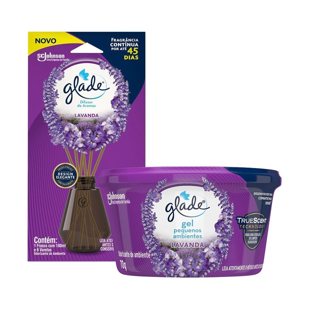 Kit Glade Difusor de Ambiente Lavanda 100ml + Odorizador em Gel Glade Lavanda 70g - Home & Living