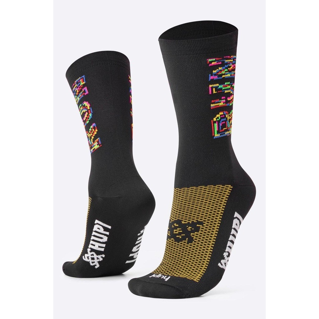 Meia para Corrida HUPI RUN Colors 1 Par Cano Médio, Cor: Preto, Tamanho 36-42