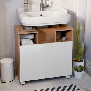 Gabinete Para Pia Oasis Encaixe No Banheiro Com 2 Portas Branco Canela em Oferta na Shopee