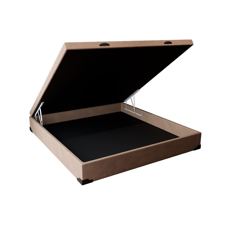 Base para Cama Box Casal Martin Premium com Baú Suede (45x138x188) Bege em Oferta na Shopee