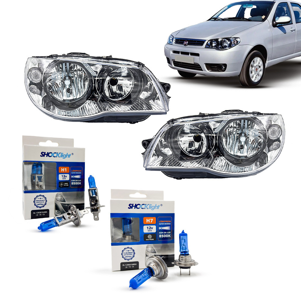 Par Farol Palio G3 03/04 + Lâmpadas H7 + H1 8500K