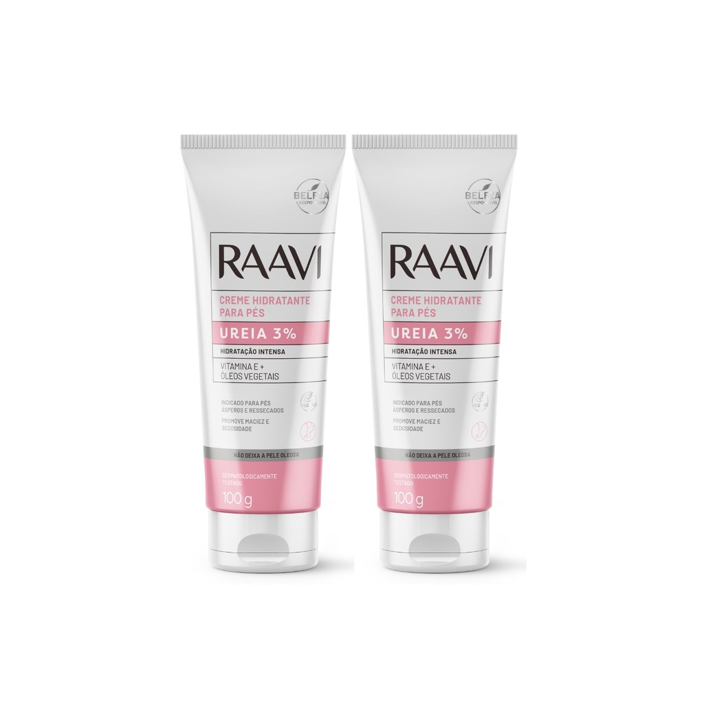Kit 2 Creme Hidratante Para Pés Vitamina E Vegano Raavi