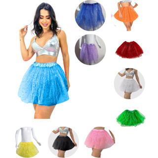 Saia Tule com Brilho de Bolinha 30cm em Oferta na Shopee
