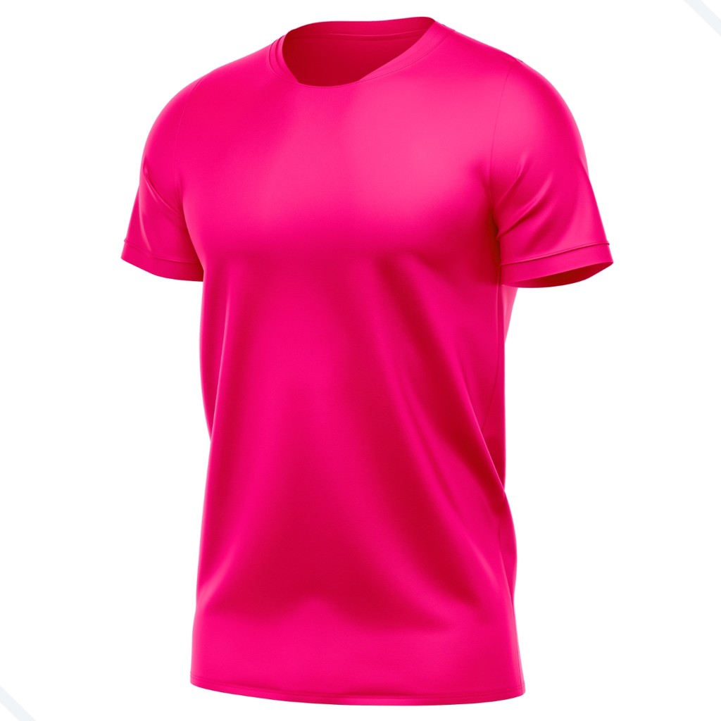 Camiseta Poliéster DryFit Masculina Lisa Academia Corrida Casual Esportes Confortável ROSA PITAYA
