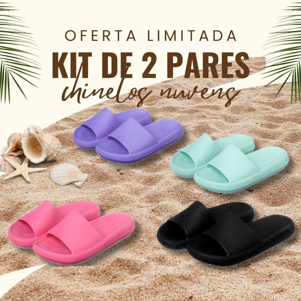 kit Pares De Chinelo Nuvem Slide Feminino Confortável Anatômico Antiderrapante Unissex