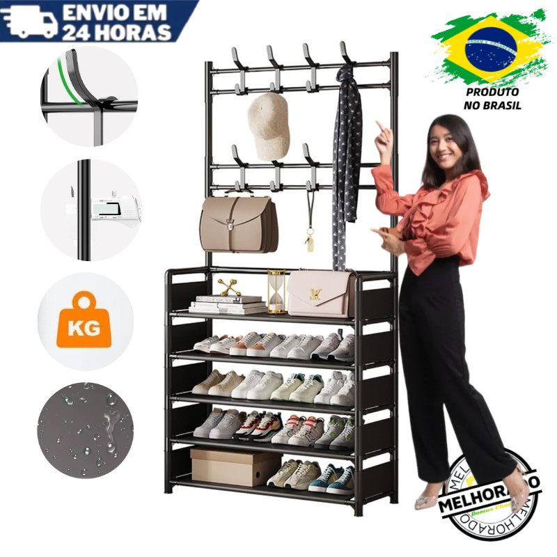 4/5 Andares Organizadora Sapateira Cabideiro Arara Suporte Multiuso Para Sapato Tenis Roupa Closet Quarto Armários