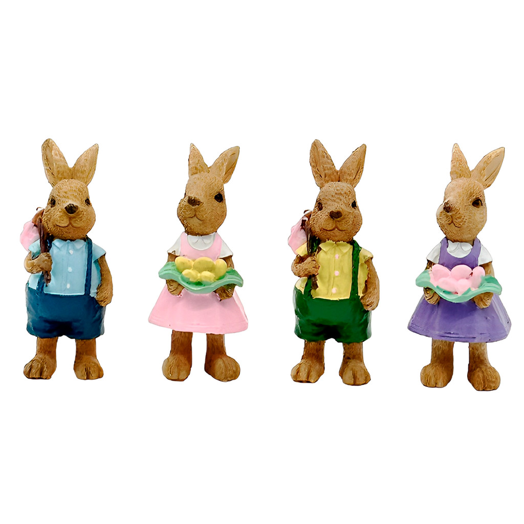 Kit 4 de Coelhos Páscoa Decoração Enfeite Em Resina 8,5cm em Oferta na Shopee