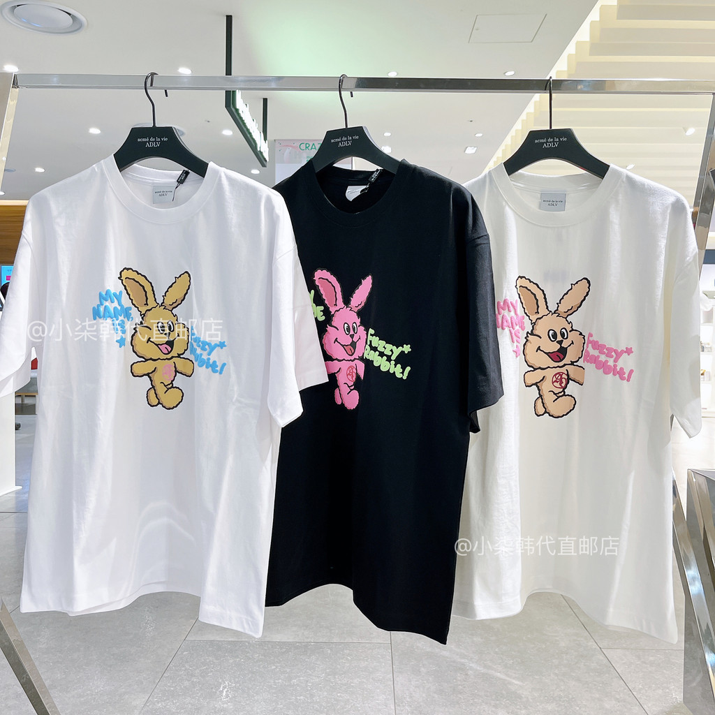 Xiaoqiyue Novo Estilo Coelhinho Padrão Casual Solto Puro Algodão Camiseta de Manga Curta Mulher Summer Loose All-Match