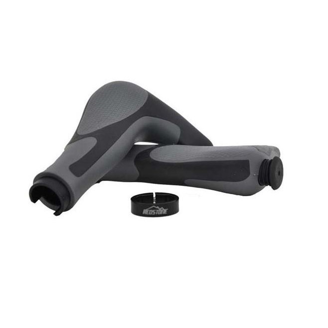 Manoplas Punho Para Bicicleta Bike Ergonômica Mtb 140mm Redstone Confortável Com Anéis de Fixação Preto/Cinza