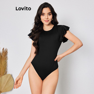 Lovito Body Elegante Com Babados Lisos Para Mulheres LBL08058