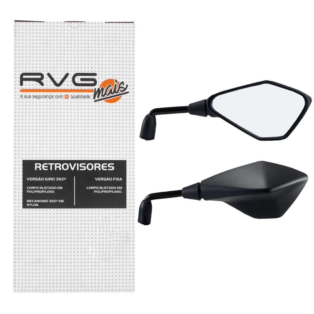 Par Retrovisor Gvs Kawasaki Z400 Fazer 250 Tenere 250 Lander 250 Mt 03 Mt 07 Haste Curta 90°