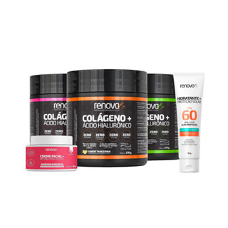 3 Colágenos Verisol com Ácido Hialurônico + 1 Hidratante Facial Proteção Solar - Renova Be