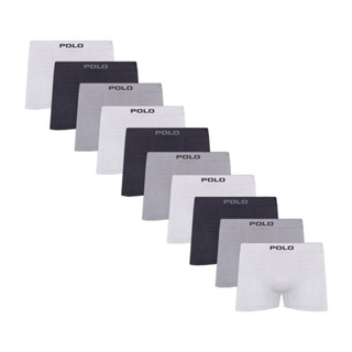 Kit C/10 Cuecas Boxer Polo 781 Algodão Sem Costura Sortido