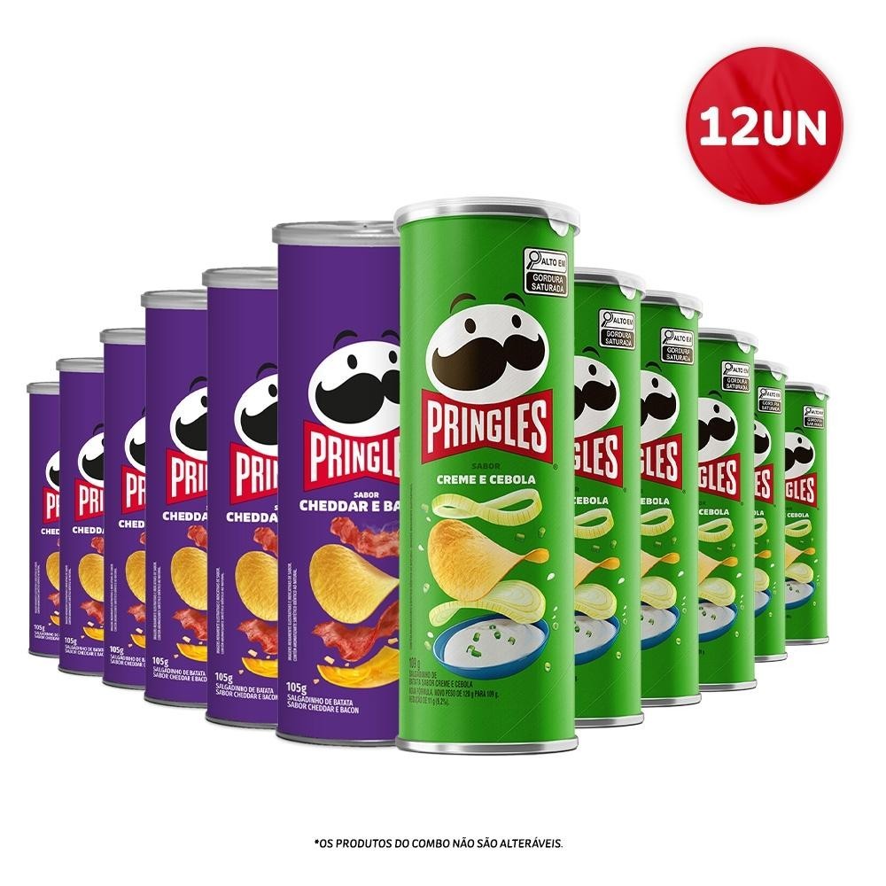 Kit Batata  Pringles® Creme E Cebola E Cheddar E Bacon 12 Unidades - Food & Beverages