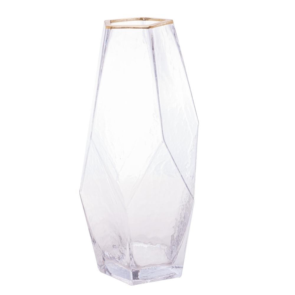 Vaso com Borda Dourada Wolff Taj de Vidro 13cm x 28,5cm - Home & Living