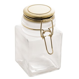 Pote Hermético Lyor Geométrico Dourado de Vidro e Metal 12cm em Oferta na Shopee