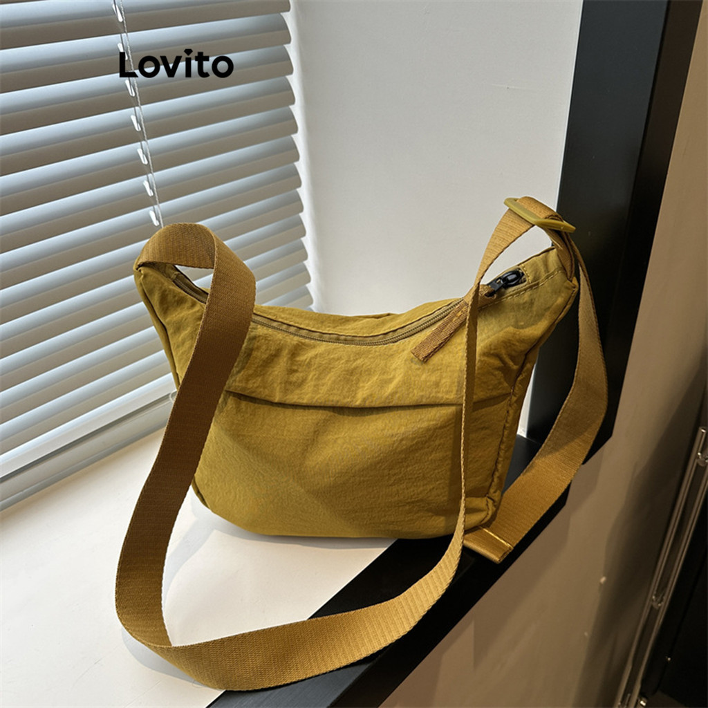 Lovito Bolsa De Ombro Casual Bolsa De Ombro Com Zíper Liso Para Mulheres LFA18370 - Women Bags