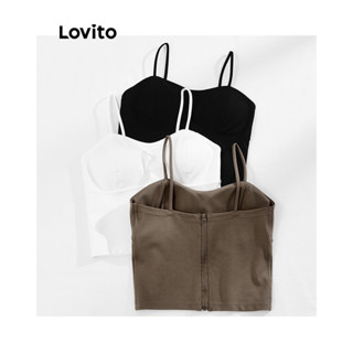 Lovito Regata Casual Com Zíper Liso Para Mulheres LNL46004