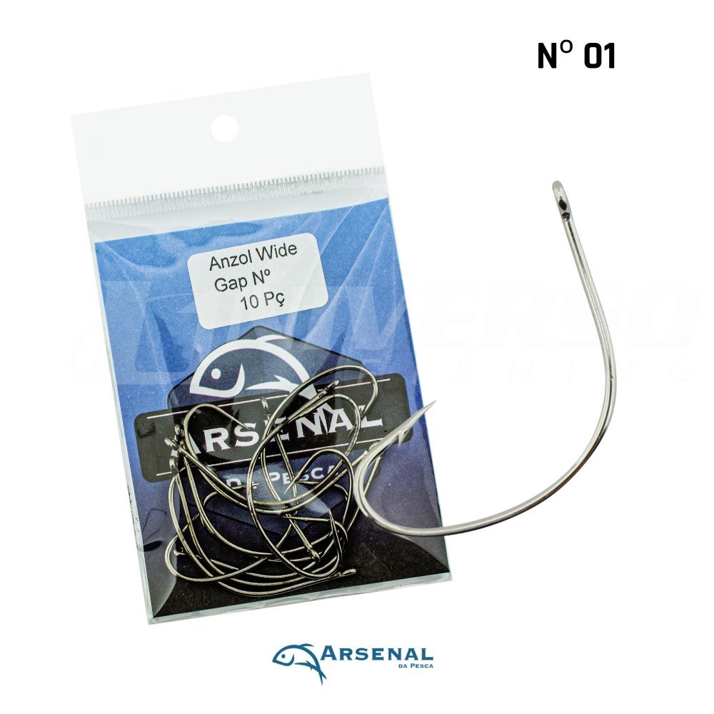 Anzol Arsenal da Pesca Wide Gap Black Nickel - 10pçs Nº 01