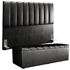 Kit Cabeceira Cama Box Queen 160cm Calçadeira Baú Dália W01 Couríssimo Preto - Lyam Decor