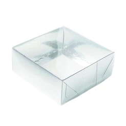 Caixa para 4 Doces com Tampa Transparente Nº 4 (8cm x 8cm x 3,5cm) Prata - 10 unidades - ASSK - Rizzo
