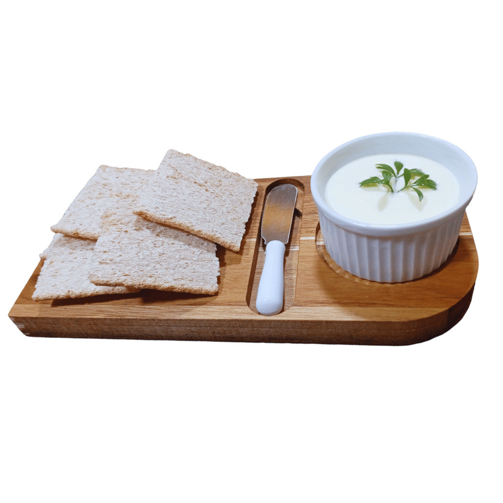 Tábua de Patê de Madeira Teca com Ramekin Bowl de 77ml e Espátula