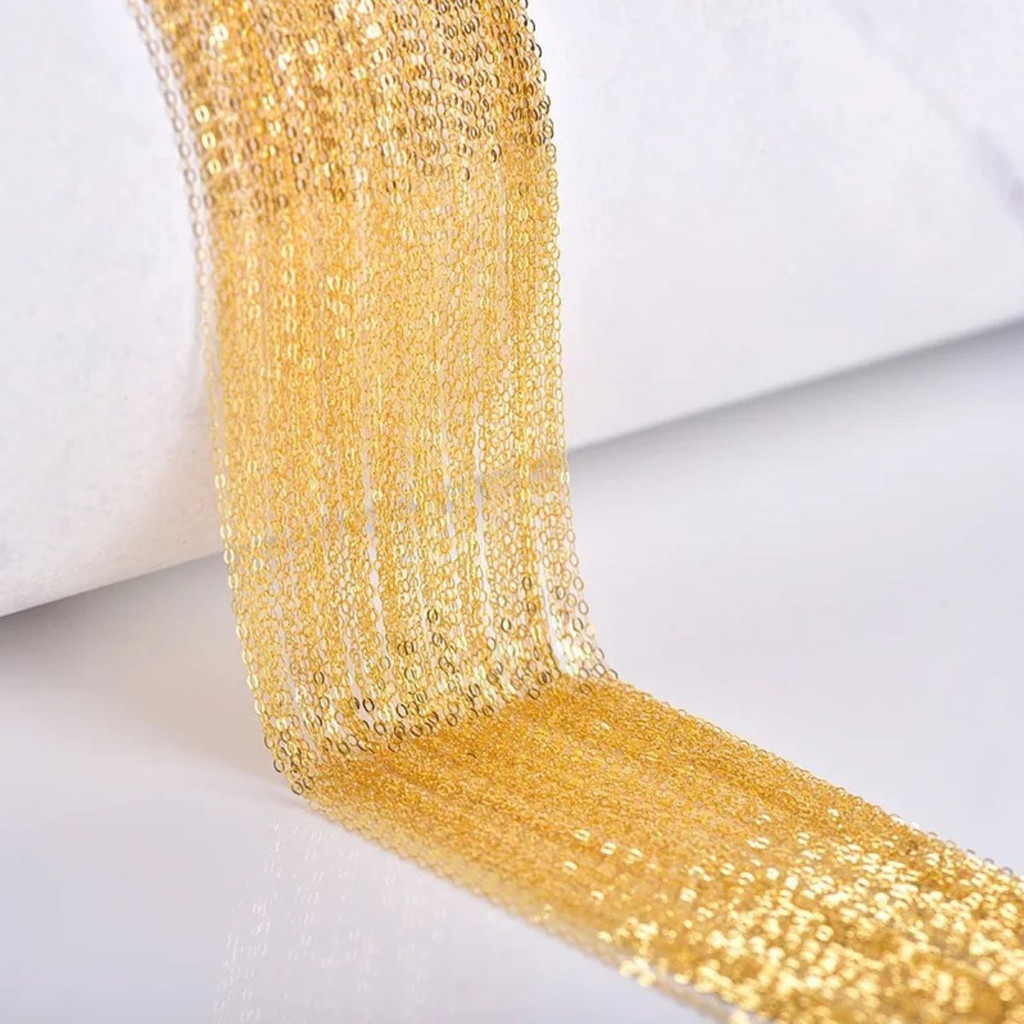 Kit 10 Pç Semi Joia Feminina 50cm. Aço Folheado a Ouro Corrente feminina Aço Ref.:11Fem