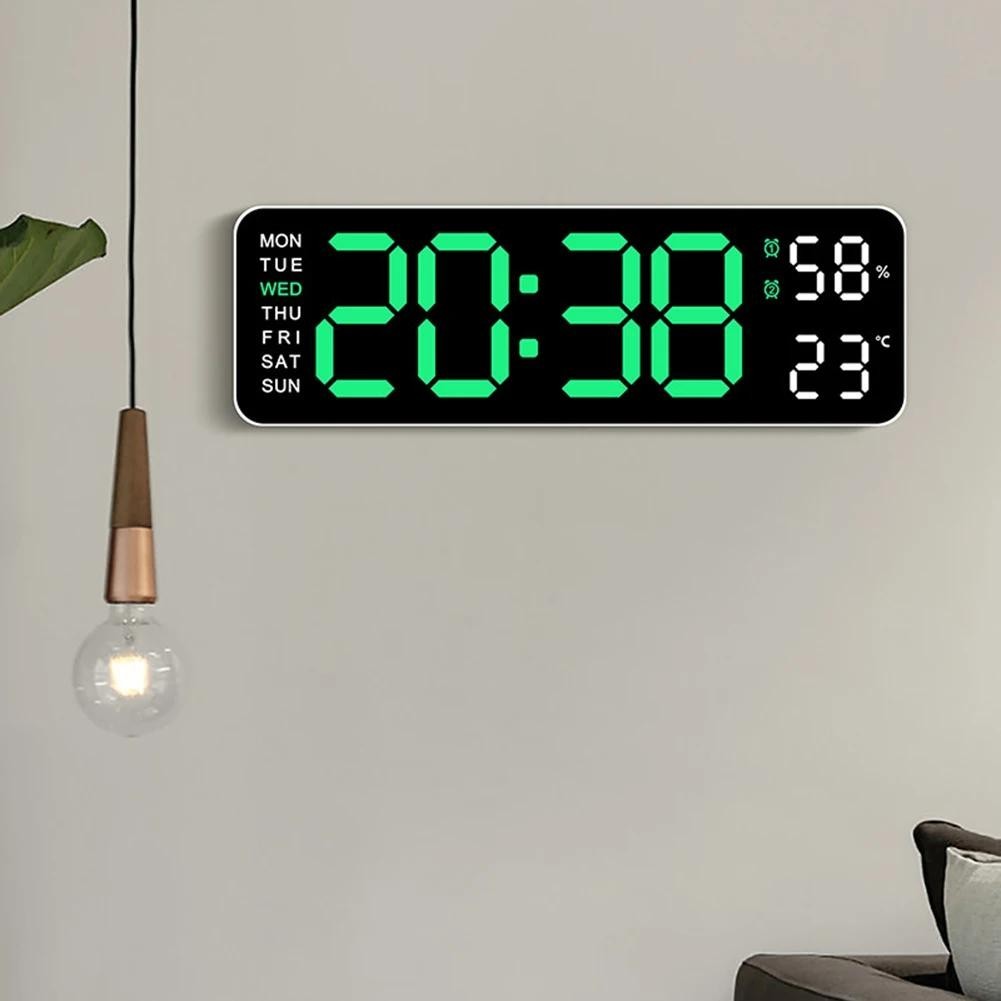 Relógio De Parede Digital Tela LED Grande De Tempo Semanal De Temperatura Mostrador Eletrônico De Umidade Para Sala De Estar Do Dormitório