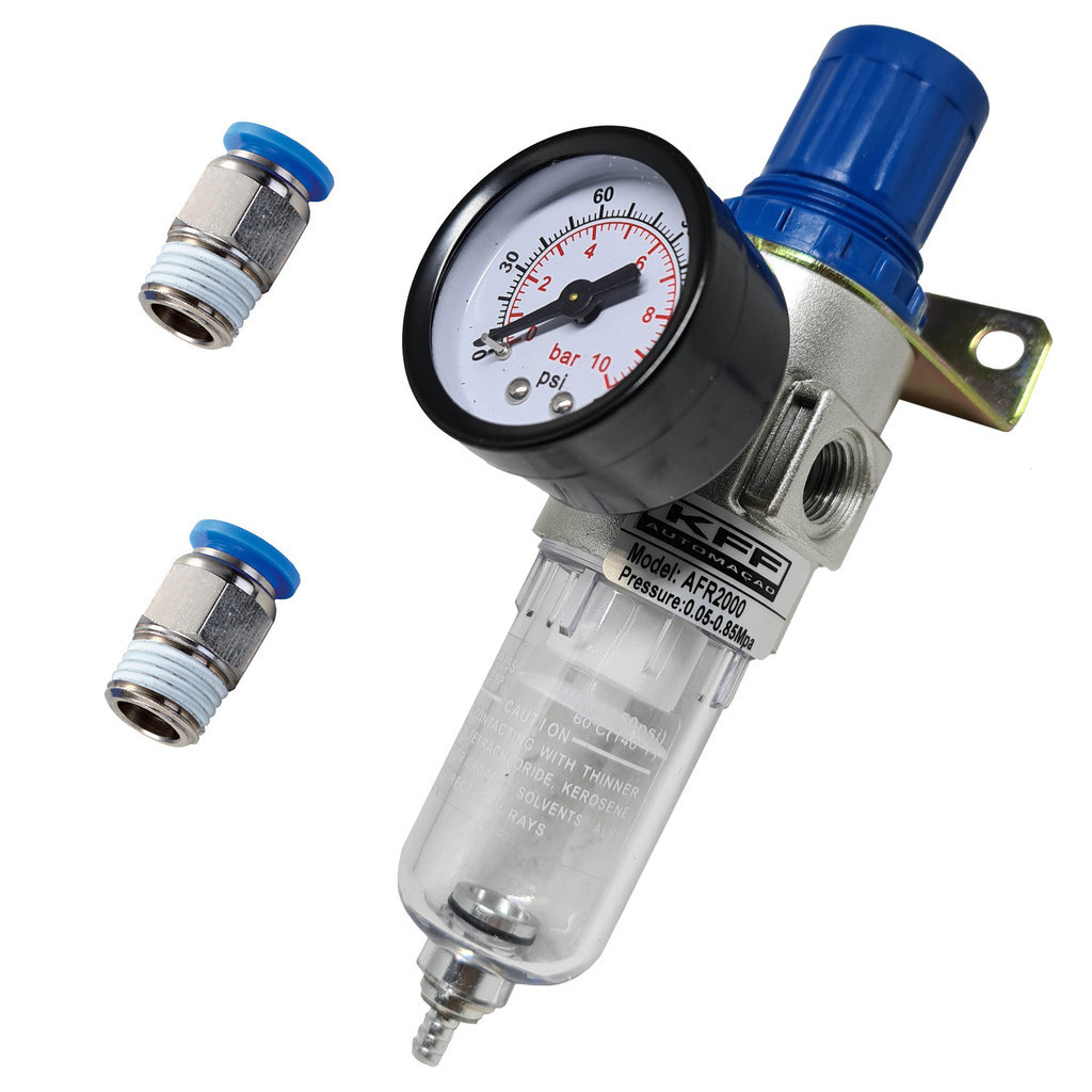 Filtro Regulador Ar Compressor 1/4 Completo Com Conexões Mangueira 8mm em Oferta na Shopee