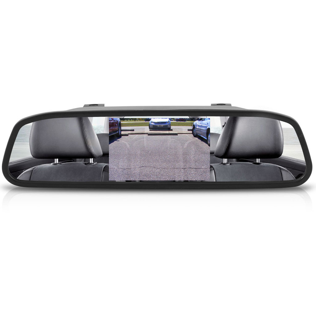 Retrovisor com Entrada de Video para Câmera de Ré Preto - Zapos