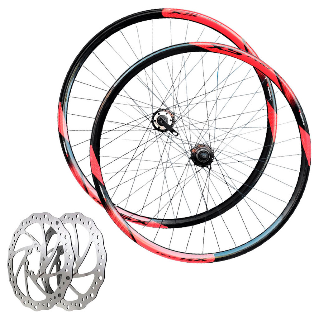Rodas + Discos Aro 29 Mtb K7 GTS Vercelli 36F MTB Vermelho