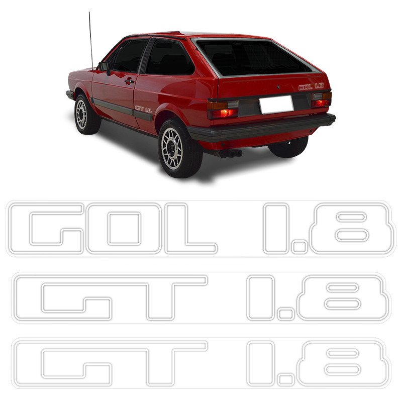 Adesivo Lateral/Traseiro Gol Gt 1.8 Volkswagen 84/86 Branco Genérico
