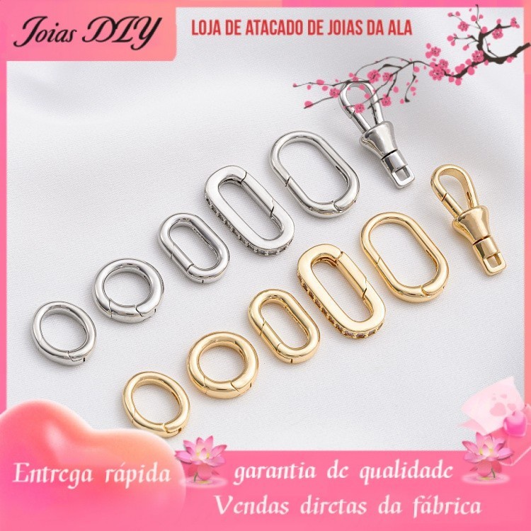 ????Joias DIY Acessórios????Fivela universal de preservação de cor 14K folheado a ouro Fivela de mola oval feita à mão Cadeia pérola DIY Acessórios de fecho de lagosta [Colar Pulseira/Fivela]