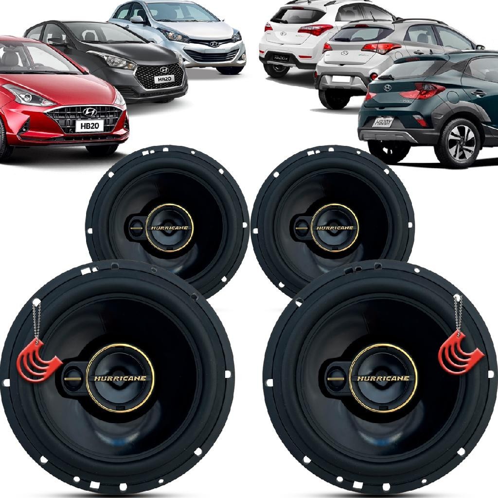 Kit Alto Falantes Dianteiros e Traseiros Hyundai HB20 HB20X 2012 até 2022 - Hurricane Aurum 480w - Spare Parts and Accessories for Vehicles