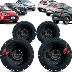 Kit Alto Falantes Dianteiros e Traseiros Hyundai HB20 HB20X 2012 até 2022 - Hurricane Aurum 480w
