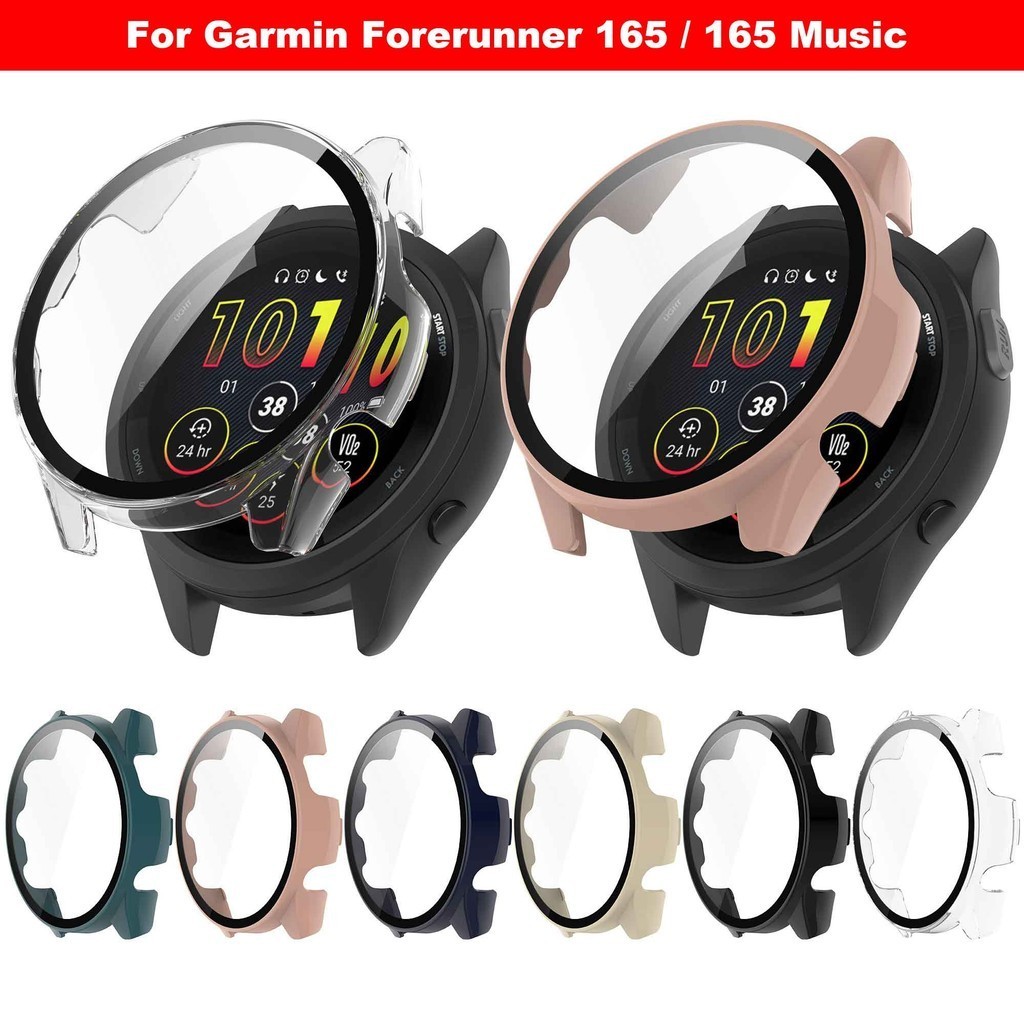 Capa Protetora Completa Para Garmin Forerunner 165/165 Música De Tela Inteligente PC Casca Dura + Película De Vidro Temp