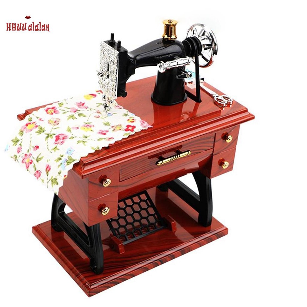 Caixa De Música Estilo Máquina De Costura Plástico Mini Manivela Caixas Vintage Presente De Festival Ano Novo Presentes 