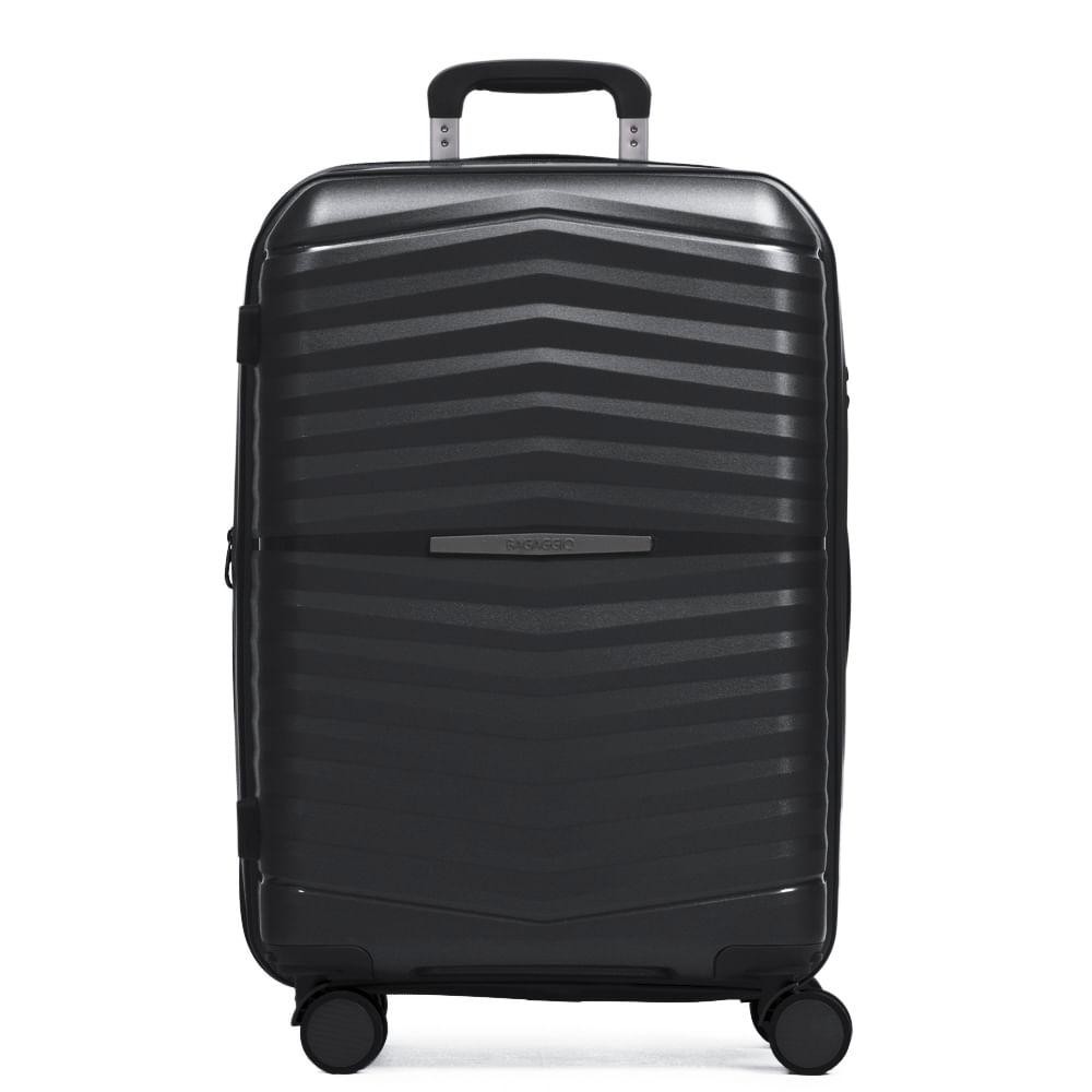 Mala Média 23 Kg Polipropileno 4 Rodas Hong Kong Preta em Oferta na Shopee