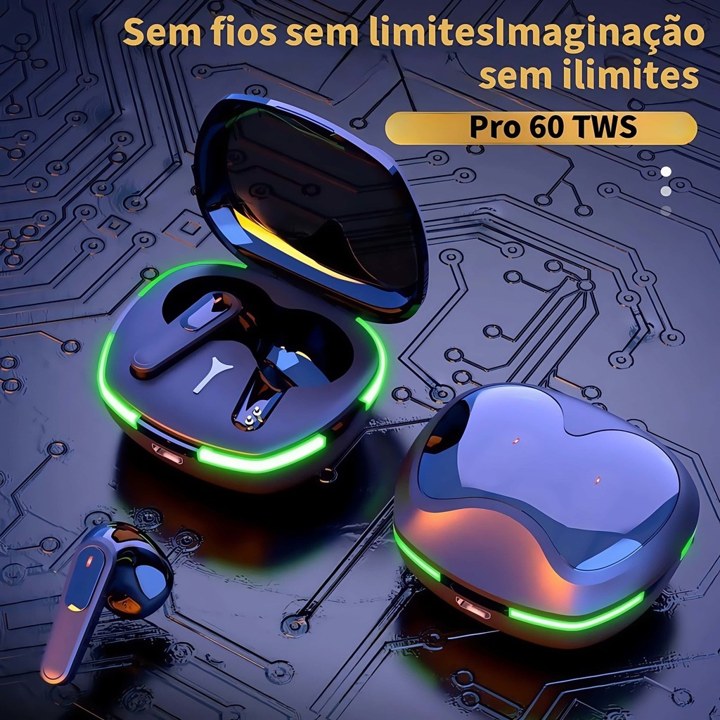 Novo Pro 60 Binaural Wireless TWS Fone de ouvido Bluetooth sem fio Mini fone de ouvido esportivo Bluetooth Fone