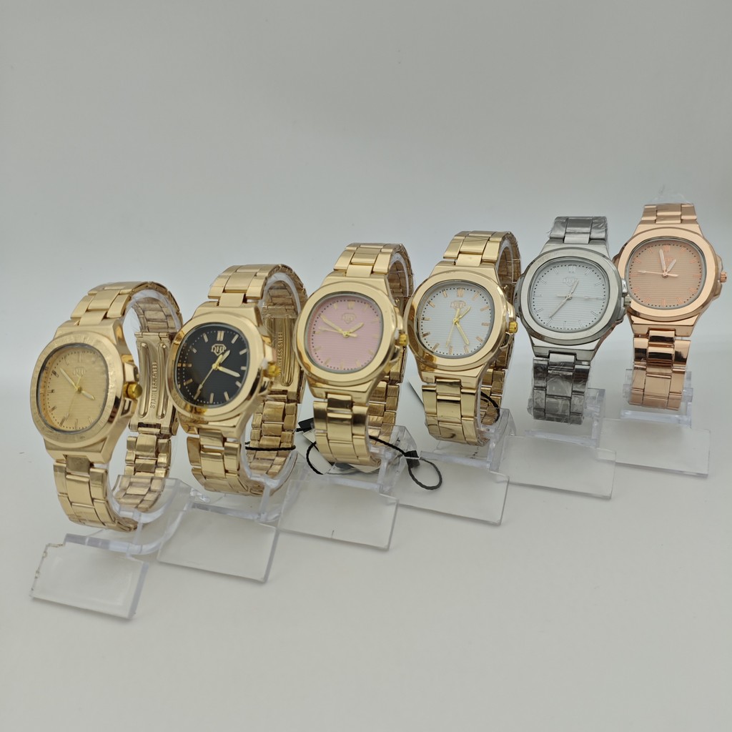 [2413] Relógio DHP à prova d'agua feminino metal original da moda resistente social presente