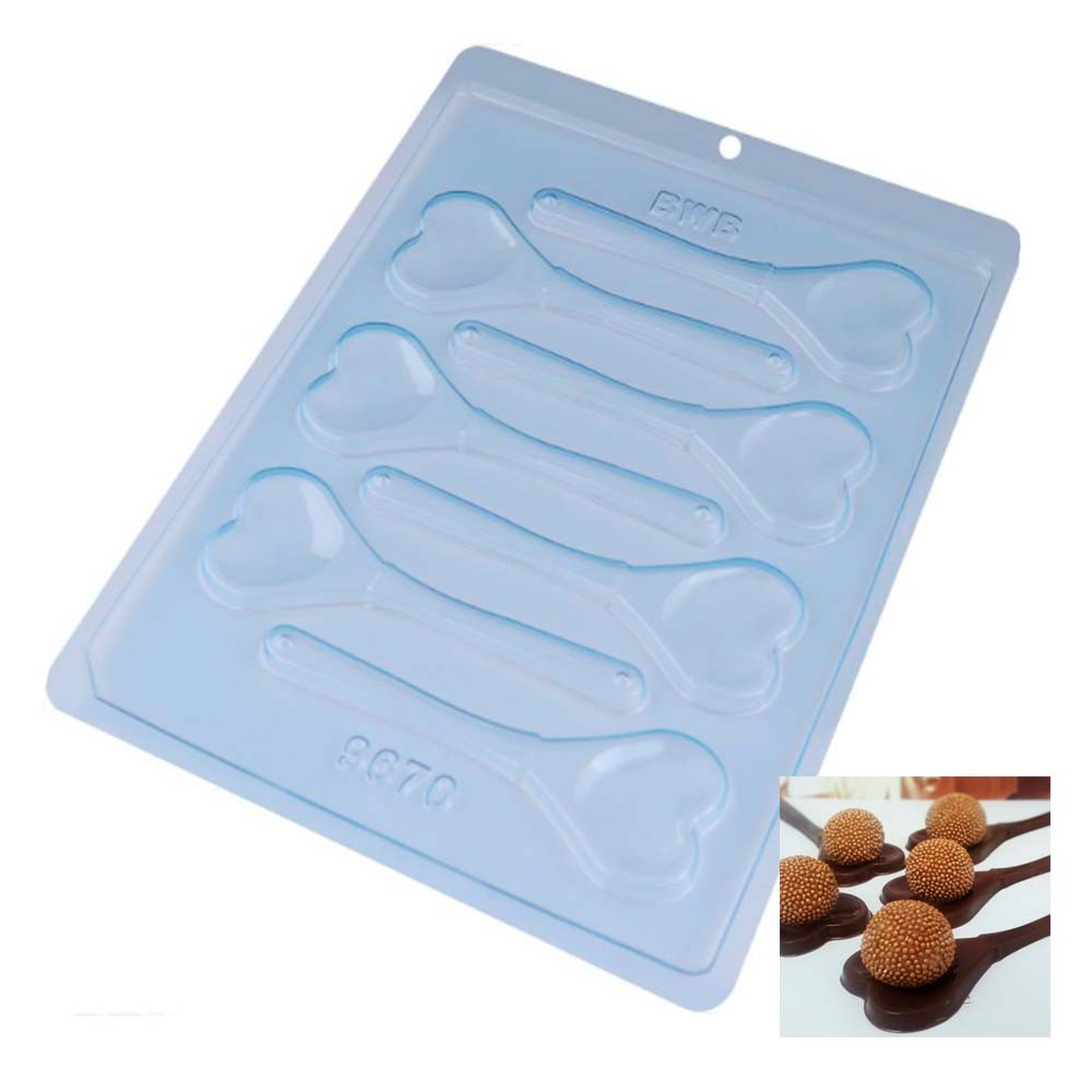 5Un Forma de Acetato Colher Coração de Chocolate 7Cav