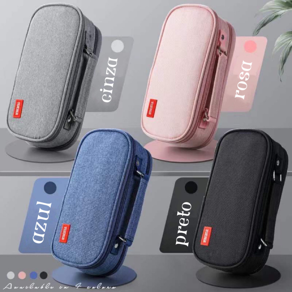 Estojo Escolar Organizador Juvenil Liso Com 2 Divisórias Com Alça Interna em Oferta na Shopee