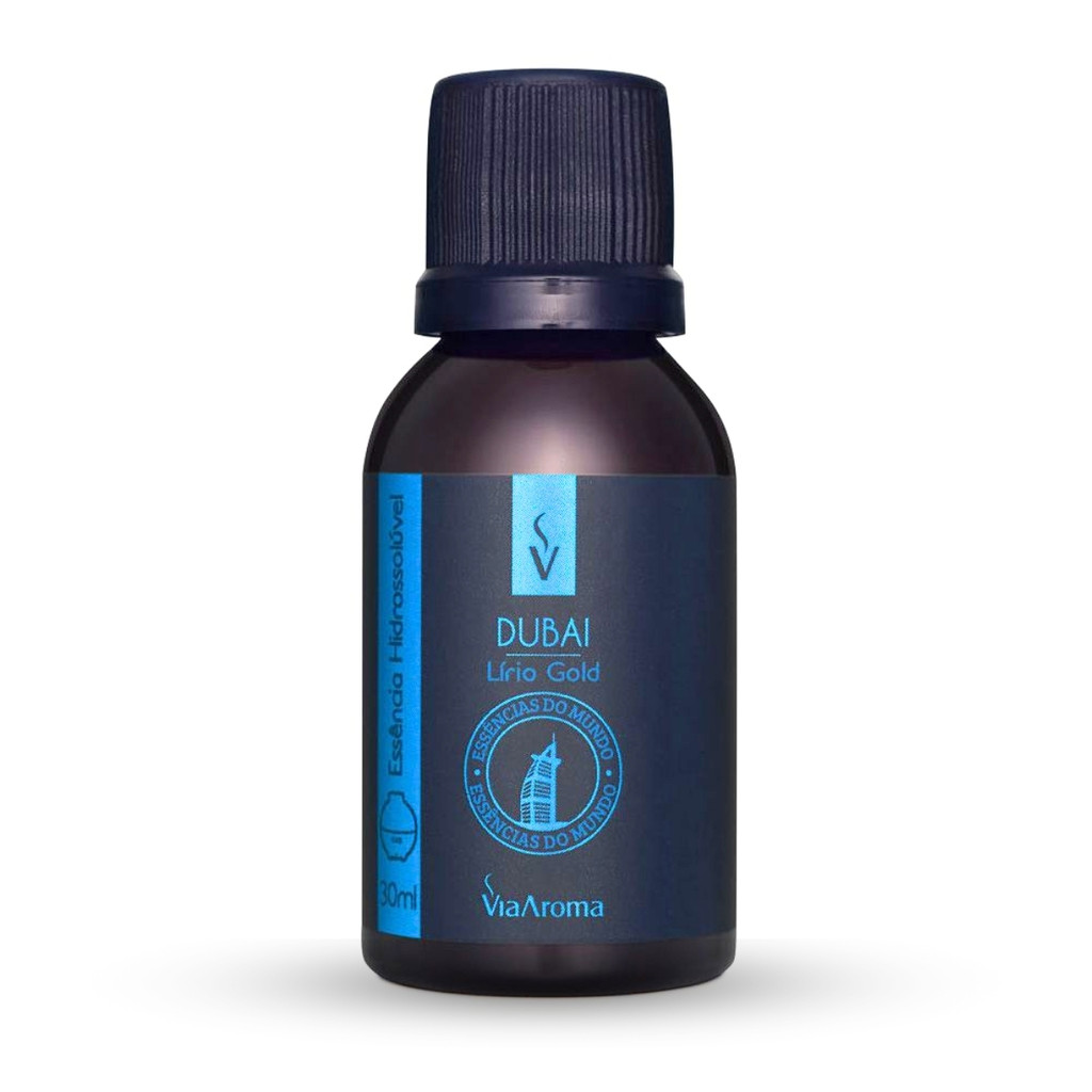 Essência Hidrossolúvel Via Aroma 30ml Mundo Dubai Aromatizador Difusor Ultrassônico Cheirinho Casa Premium Lírio Gold