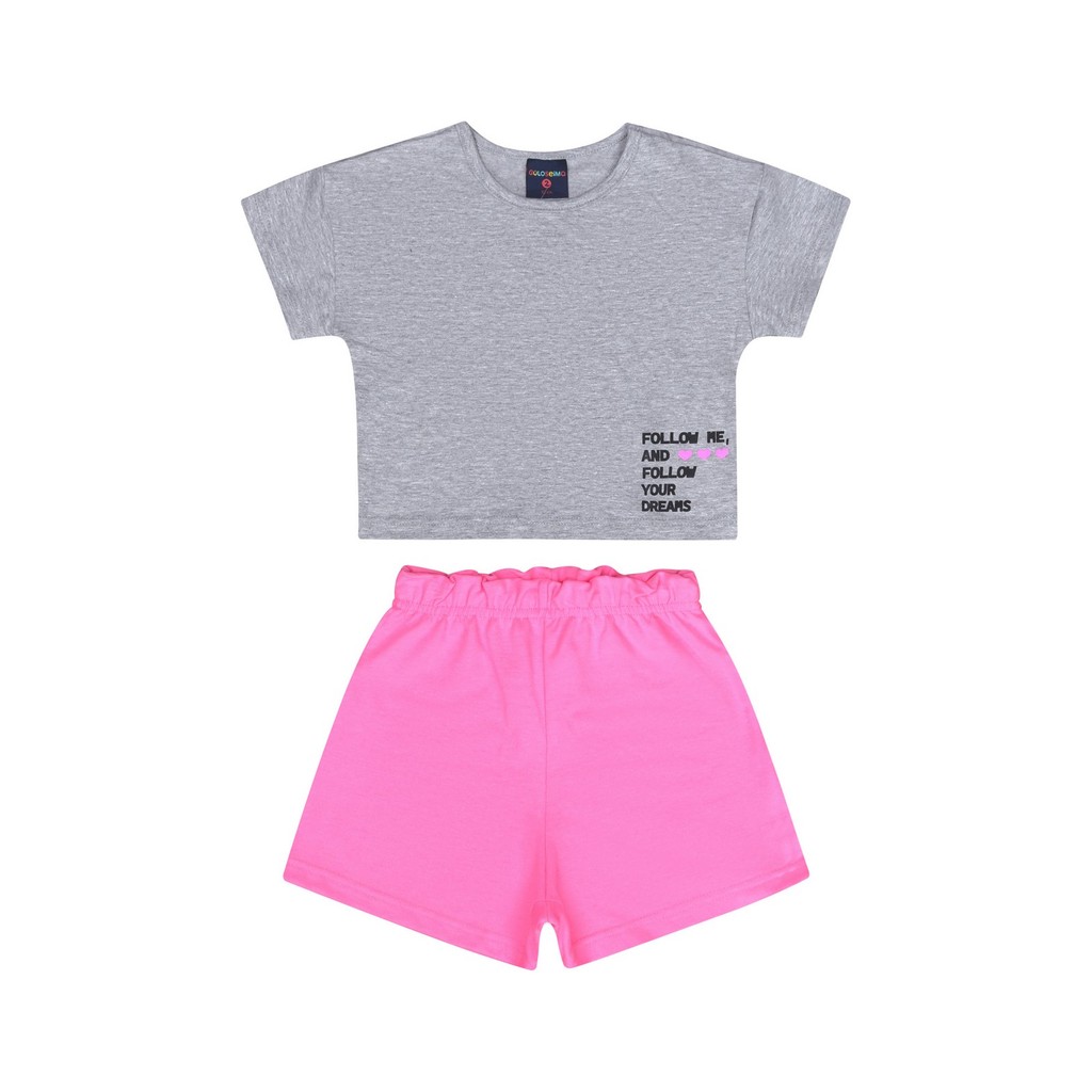 Conjunto Infantil com Blusa e Shorts para Menina Guloseima em Oferta na Shopee