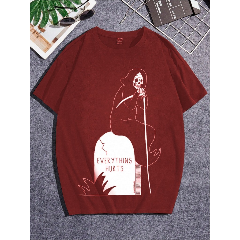 Camiseta Simples Esportiva Despojada Moda Confortável Vibe Confortável Oversized Larga Estampada